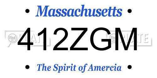 412ZGM Massachusetts License Plate