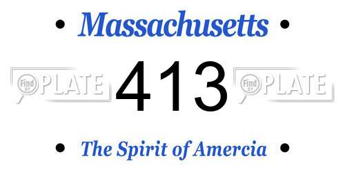 413 Massachusetts License Plate