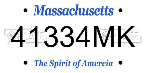 41334MK Massachusetts License Plate