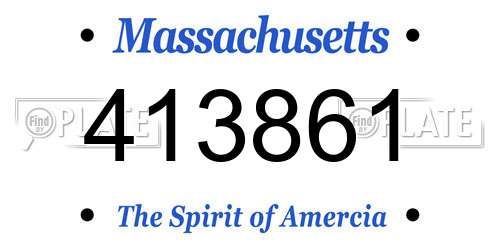 413861 Massachusetts License Plate