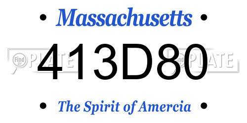 413D80 Massachusetts License Plate