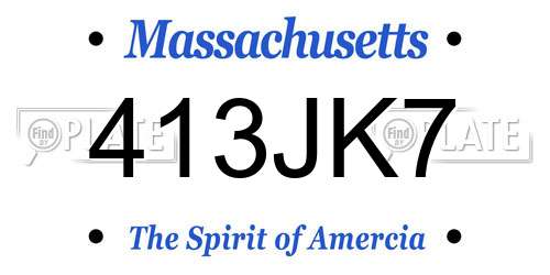 413JK7 Massachusetts License Plate