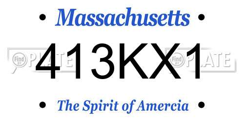 413KX1 Massachusetts License Plate