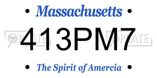 413PM7 Massachusetts License Plate