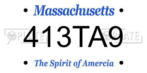 413TA9 Massachusetts License Plate