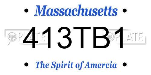 413TB1 Massachusetts License Plate