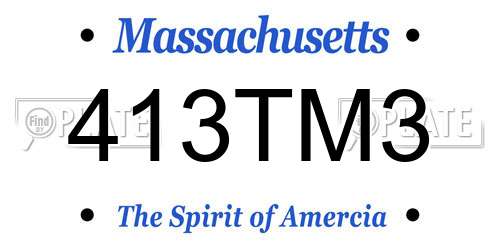 413TM3 Massachusetts License Plate