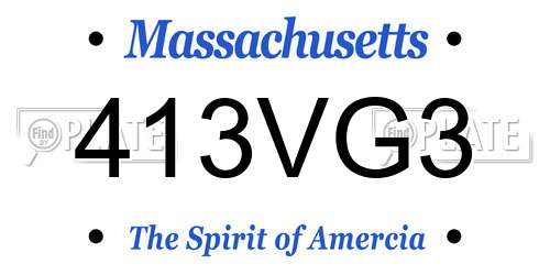 413VG3 Massachusetts License Plate
