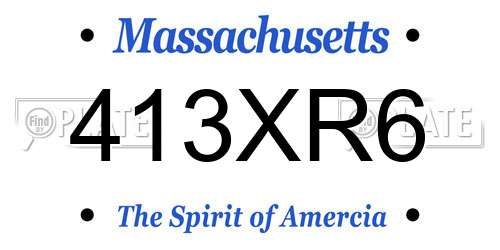 413XR6 Massachusetts License Plate
