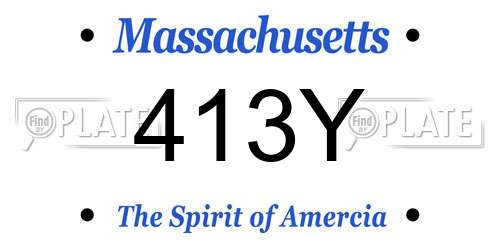 413Y Massachusetts License Plate