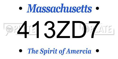 413ZD7 Massachusetts License Plate