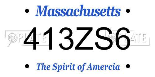 413ZS6 Massachusetts License Plate