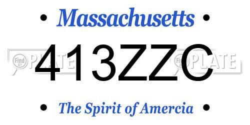 413ZZC Massachusetts License Plate