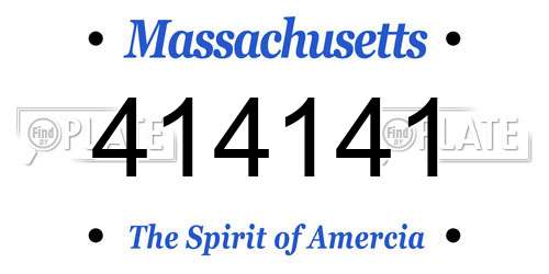 414141 Massachusetts License Plate