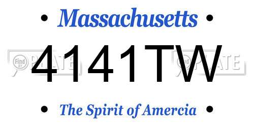 4141TW Massachusetts License Plate