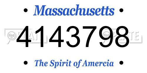 4143798 Massachusetts License Plate