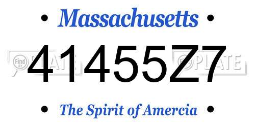 41455Z7 Massachusetts License Plate