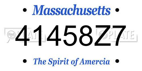 41458Z7 Massachusetts License Plate