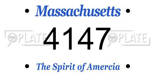 4147 Massachusetts License Plate