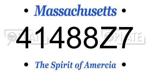 41488Z7 Massachusetts License Plate