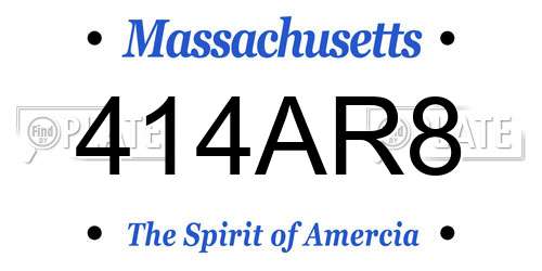 414AR8 Massachusetts License Plate