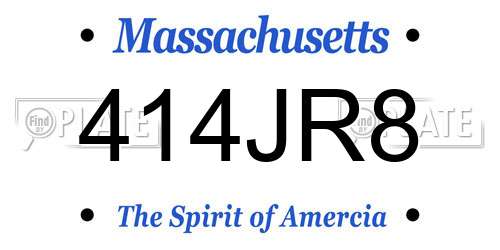414JR8 Massachusetts License Plate