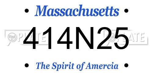 414N25 Massachusetts License Plate