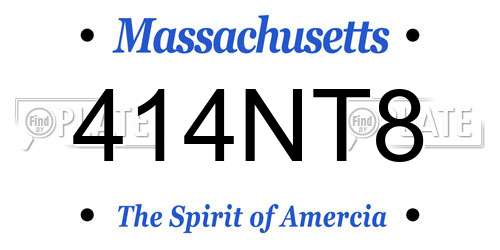 414NT8 Massachusetts License Plate