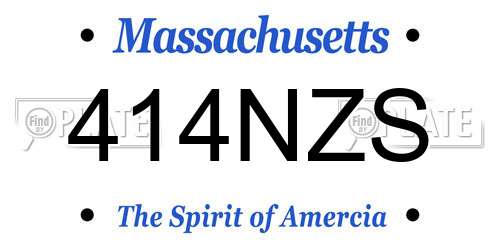 414NZS Massachusetts License Plate
