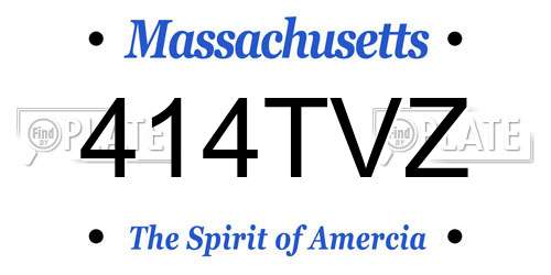 414TVZ Massachusetts License Plate