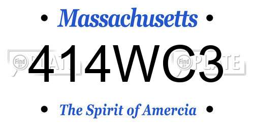 414WC3 Massachusetts License Plate