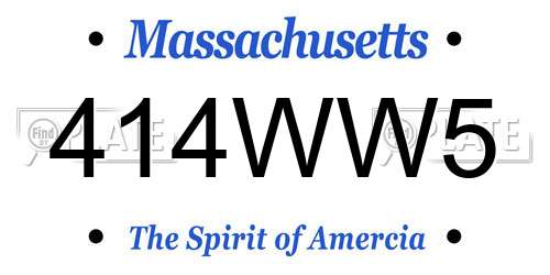 414WW5 Massachusetts License Plate