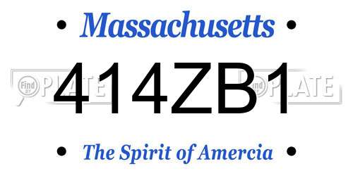 414ZB1 Massachusetts License Plate