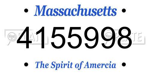 4155998 Massachusetts License Plate