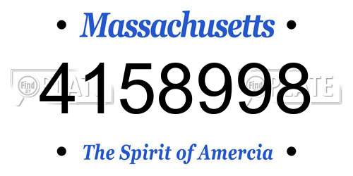 4158998 Massachusetts License Plate