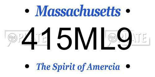 415ML9 Massachusetts License Plate