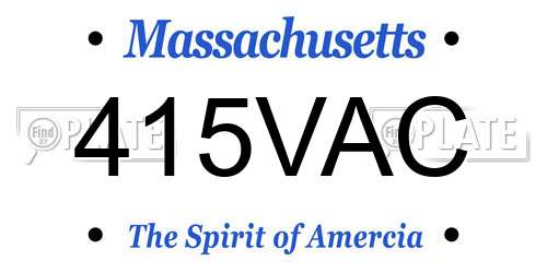 415VAC Massachusetts License Plate