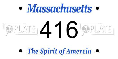 416 Massachusetts License Plate