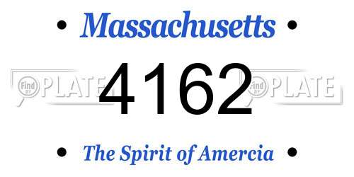 4162 Massachusetts License Plate