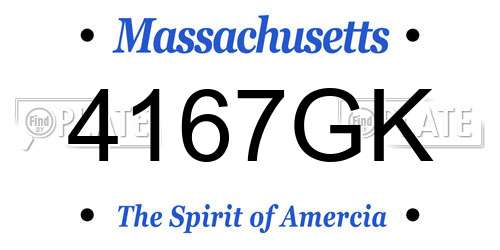 4167GK Massachusetts License Plate