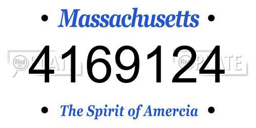 4169124 Massachusetts License Plate
