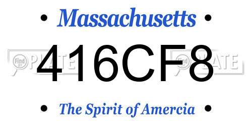 416CF8 Massachusetts License Plate