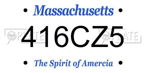 416CZ5 Massachusetts License Plate
