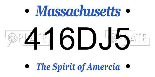 416DJ5 Massachusetts License Plate