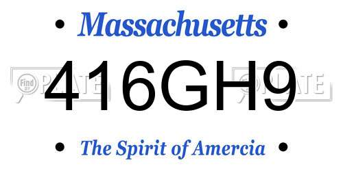 416GH9 Massachusetts License Plate