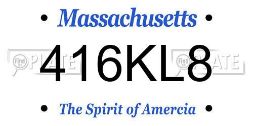 416KL8 Massachusetts License Plate