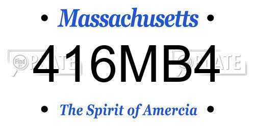 416MB4 Massachusetts License Plate
