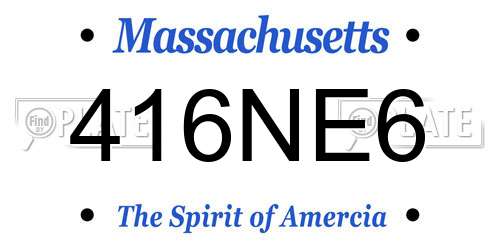 416NE6 Massachusetts License Plate