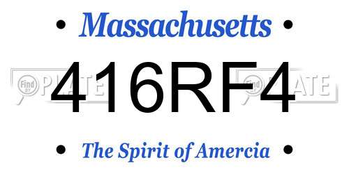 416RF4 Massachusetts License Plate