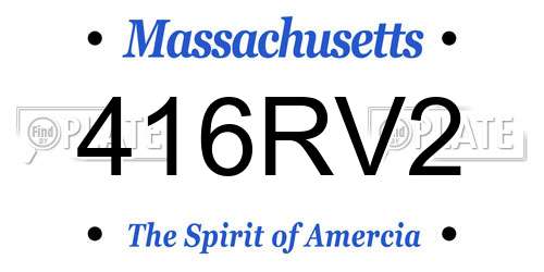 416RV2 Massachusetts License Plate